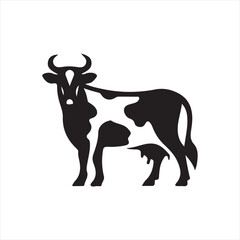 cow vector silhouette clip art logo design illustration. livestock collection.