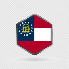 Fototapeta premium Georgia State Flag Icon in Hexagon Shape.