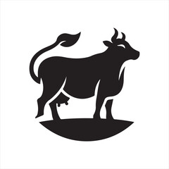 cow vector silhouette clip art logo design illustration. livestock collection.