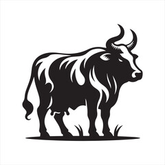cow vector silhouette clip art logo design illustration. livestock collection.