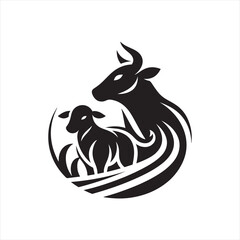 cow vector silhouette clip art logo design illustration. livestock collection.