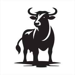 cow vector silhouette clip art logo design illustration. livestock collection.