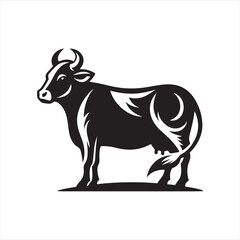 cow vector silhouette clip art logo design illustration. livestock collection.