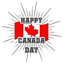 Happy Canada Day. National Canadian holiday. July 1. Canadian flag. Maple leaf. Template for poster, gift card, banner. Isolated on white background. Vector illustration.