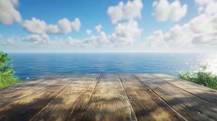 Fototapeta premium Ocean View from Wooden Deck