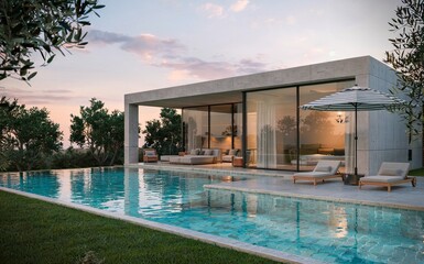 Modern Luxury Villa with Swimming Pool and Sleek Architectural Design