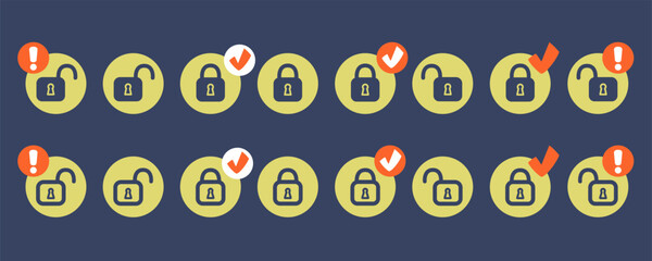 Fototapeta premium Lock icon. Locked and unlocked icons set. Minimalistic security symbols. Lock sign for Login pages, websites, authentication systems, digital privacy, cyber protection. Vector illustration for ui\ ux