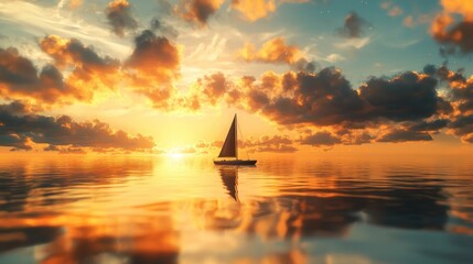 Serene Sunset Sailboat: A Golden Hour Voyage