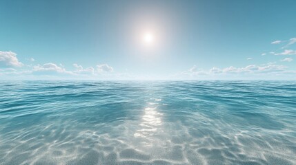 Fototapeta premium Bright Sunny Day Over Calm Ocean With Blue Sky