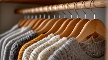 Obraz premium Scandinavian style closet with clean hangers inside 