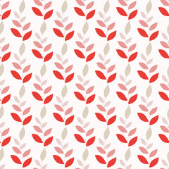 Seamless pattern of hand drawn of doodle leaves on isolated background. Design for festive occasions, greeting cards, home and nursery decor, wrapping paper, scrap booking, paper crafts.