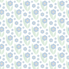 Seamless pattern of hand drawn wild doodle flowers on isolated background. Design for mother’s day, springtime and summertime celebration, scrap booking, wedding invitation, textile, home decor.