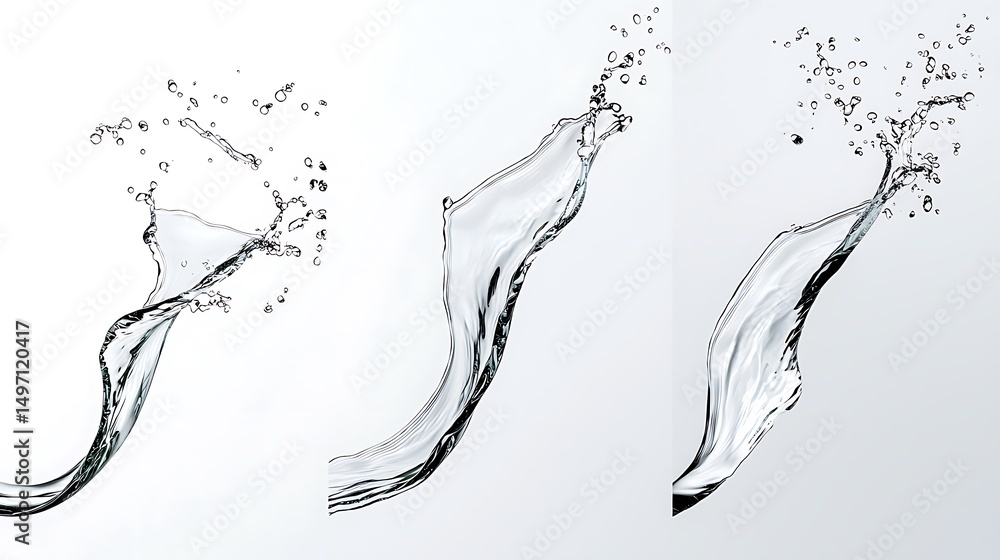 Poster captivating water splash isolated on white background capturing movement and fluid dynamics in a cle