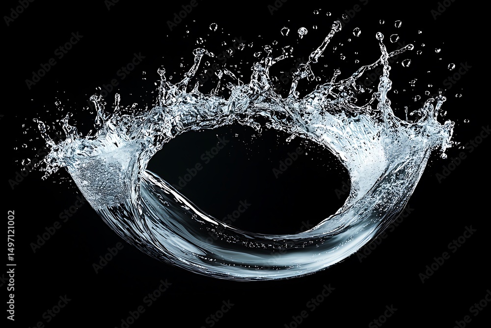 Aufkleber stunning water splash creating circular shape on dark background for creative projects and advertise