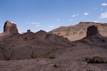Amazing mountain landscapes of Jebel Saghro with volcanic rocks eroded by wind and time. Atlas, Anti Atlas, Morocco © Iwona