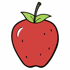 red apple with leaf