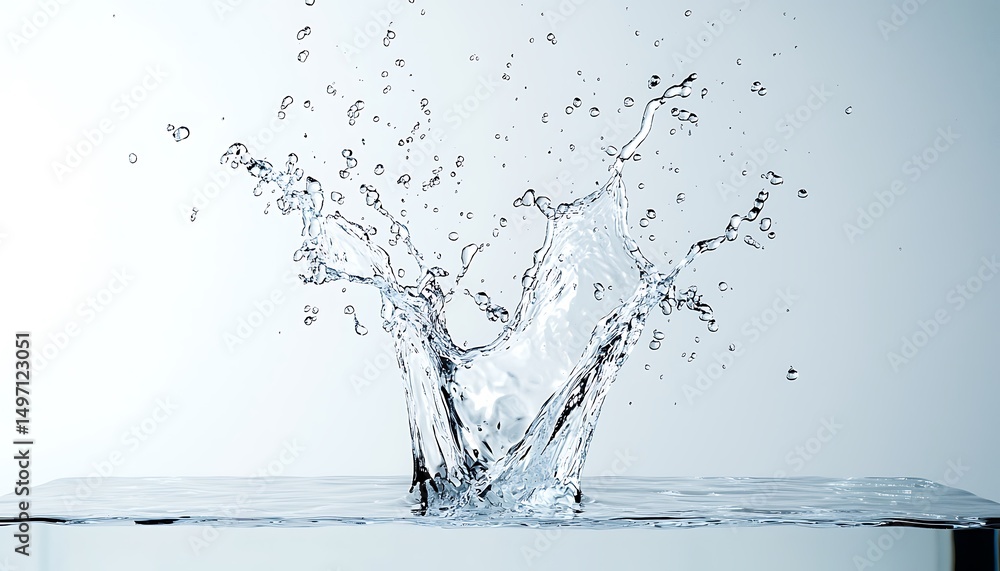 Aufkleber splash of clean water creating dynamic ripple effect in clear liquid on smooth surface