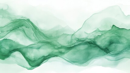 Obraz premium Abstract green watercolor landscape, flowing colors, artistic design, background image, possible use as wallpaper