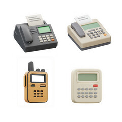 Collection of vintage communication and calculation equipment 3D Icon