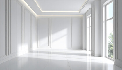 Fototapeta premium Bright minimalist interior design showcase in modern space natural light contemporary style