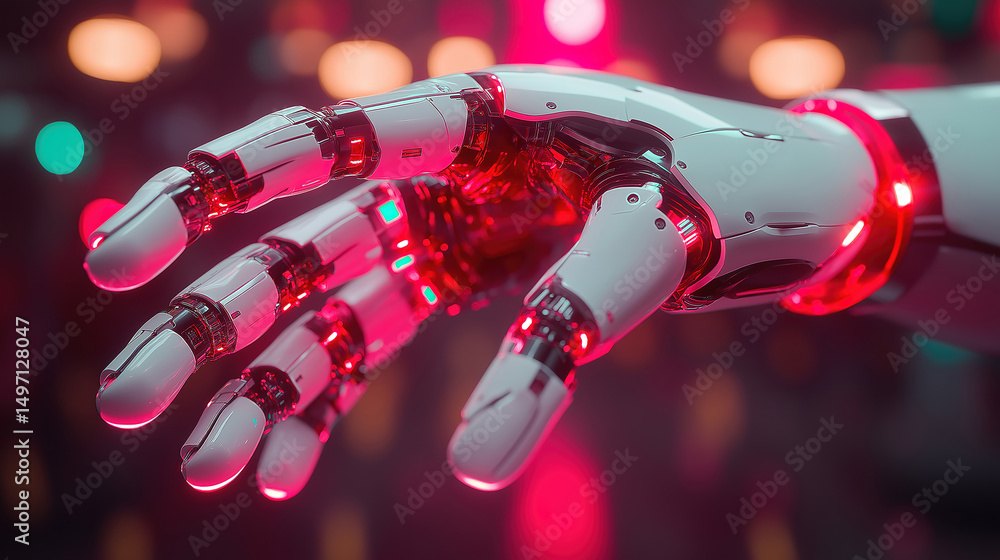 Aufkleber data analysis conducted by a robotic hand for precise insights and technological advancements