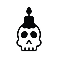 Modern glyph icon of decorative skull candle