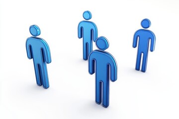 Blue stick figures group illustration on white background