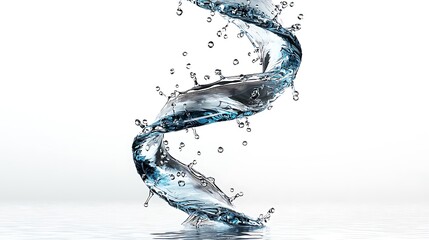 Fluid Motion of Water Twisting in the Air with Droplets Captured in a Dynamic Spiral Form