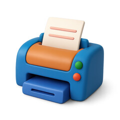 3D Cartoon Printer isolated on translucent