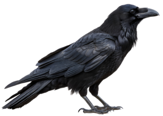 Raven on white background