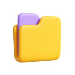 3D Cartoon File Folder isolated on translucent