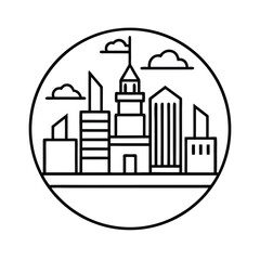 Naklejka premium clean city line art vector