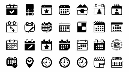 Planning and punctuality icons showcase a world of timelines and appointments presented in simple