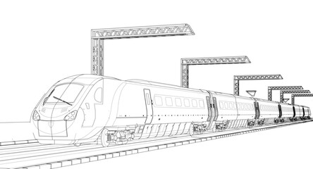  modern electric train 3d illustration