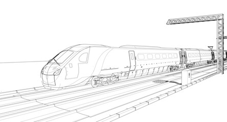  modern electric train 3d illustration