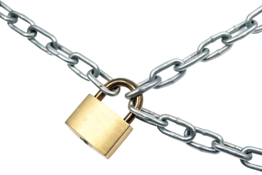 chain in with padlock isolated on white background PNG
