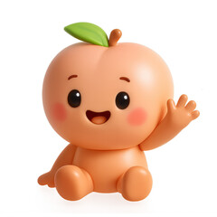 Fototapeta premium 3D Peach Waving isolated on translucent