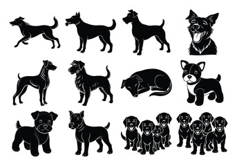 Fototapeta premium set of silhouettes of animals vector file on white background 