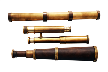 Collection of retro telescope isolated on white background PNG