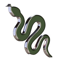 Chrome Snake – 3D Render on Transparent Background