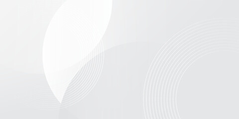White geometric abstract background overlap layer on bright space with lines effect decoration. Modern graphic design element circles style concept for banner.