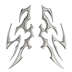 Chrome Tribal Symbol – 3D Render on Transparent Background