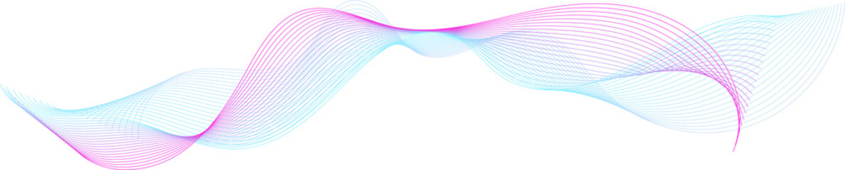 Modern abstract glowing wave background. Dynamic flowing wave lines design element. Futuristic technology and sound wave pattern. pink cyan line shape, Isolated on transparent background, PNG	