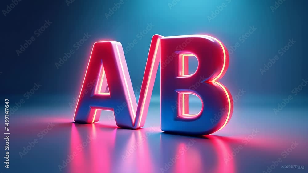 Poster 3d render. neon letters. glowing text. alphabet symbols. red blue colors. futuristic style. modern d