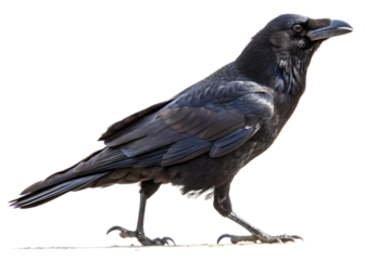 Raven on white background