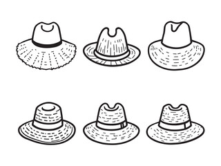Straw Hat Summer Line Illustration
