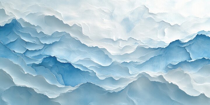 Abstrakte Berglandschaft in Blau- und Wei&szlig;t&ouml;nen