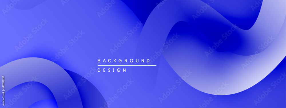Aufkleber Abstract blue background. Smooth flowing shapes create dynamic visual effect. Modern design suitable for digital projects.