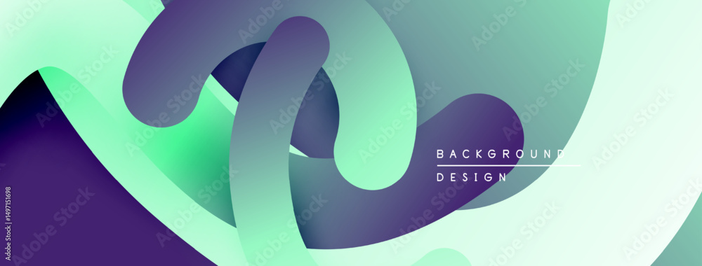 Aufkleber abstract fluid shapes overlap, creating dynamic composition. colors blendpurple, teal, mint. modern 