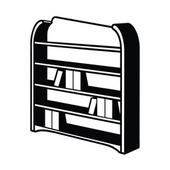 stylish bookshelf black vector silhouette